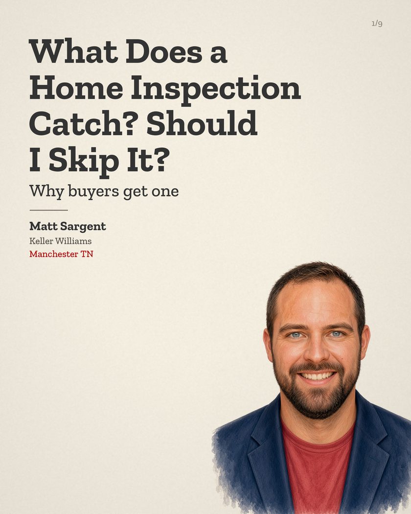 Blog cover: What Does a Home Inspection Catch? Should I Skip It? Why buyers get one, Matt Sargent, Keller Williams