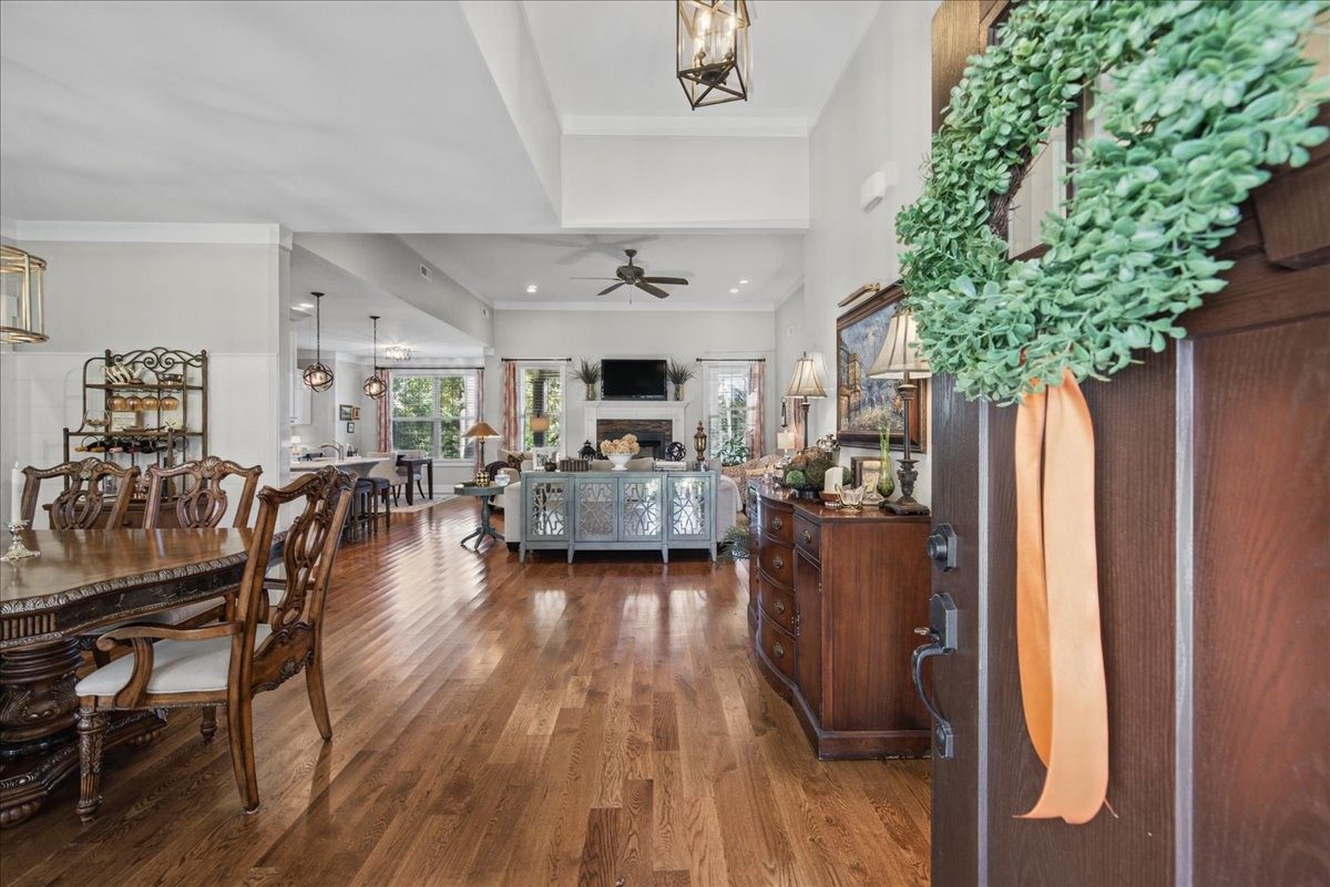 Dining area open to the living room at 612 Lexington Circle